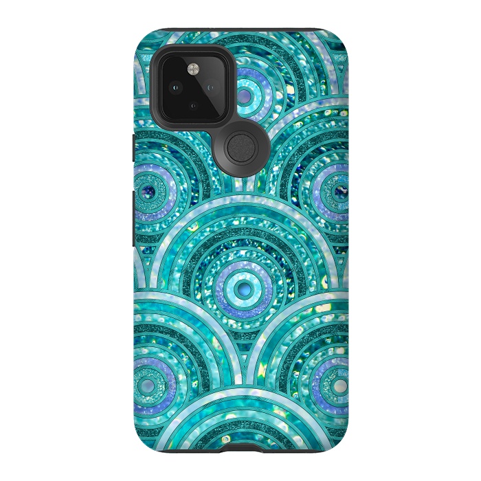 Pixel 5 StrongFit Blue Silver Circles and Dots Glitter  Pattern by  Utart