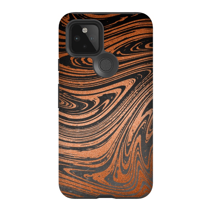Pixel 5 StrongFit Copper Black Faux Marble 2 by Andrea Haase