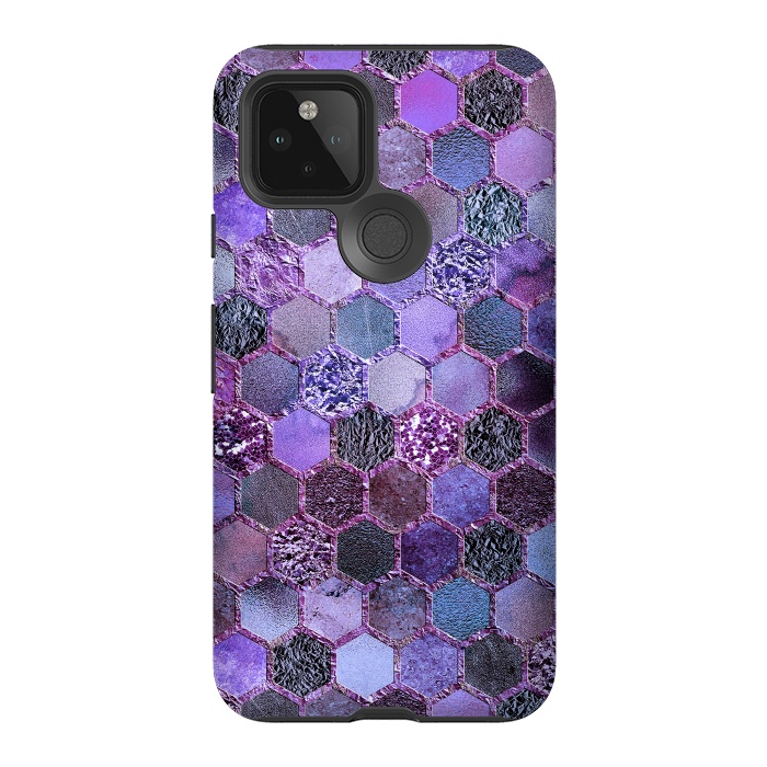 Pixel 5 StrongFit Purple Metal Honeycomb Pattern by  Utart