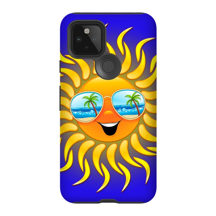 Pixel 5 StrongFit Summer Sun Cartoon with Sunglasses by BluedarkArt