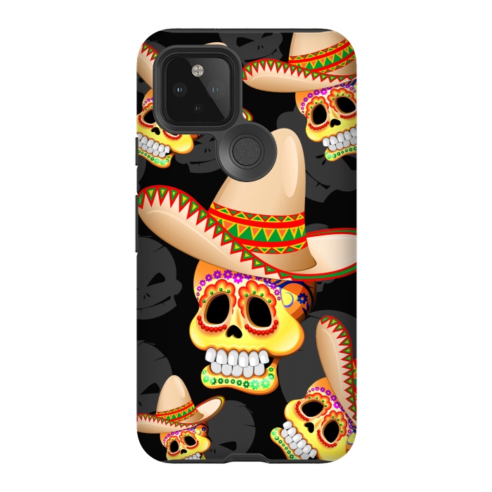 Pixel 5 StrongFit Mexico Sugar Skull with Sombrero by BluedarkArt