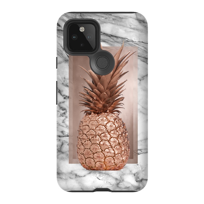 Pixel 5 StrongFit Copper Pineapple on Gray Marble  by  Utart