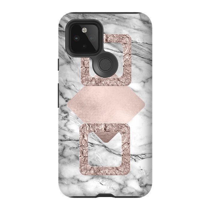Pixel 5 StrongFit Rose Gold Geometric Shapes on Marble by  Utart
