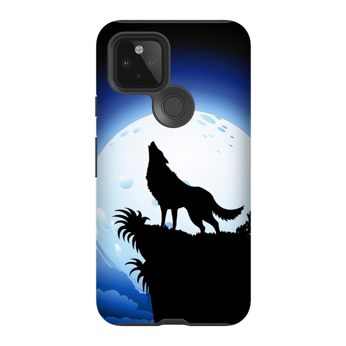 Pixel 5 StrongFit Wolf Howling at Blue Moon by BluedarkArt