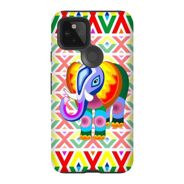 Pixel 5 StrongFit Elephant Rainbow Colors Patchwork by BluedarkArt