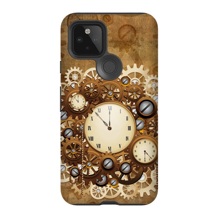 Pixel 5 StrongFit Steampunk Clocks and Gears Vintage Style  by BluedarkArt