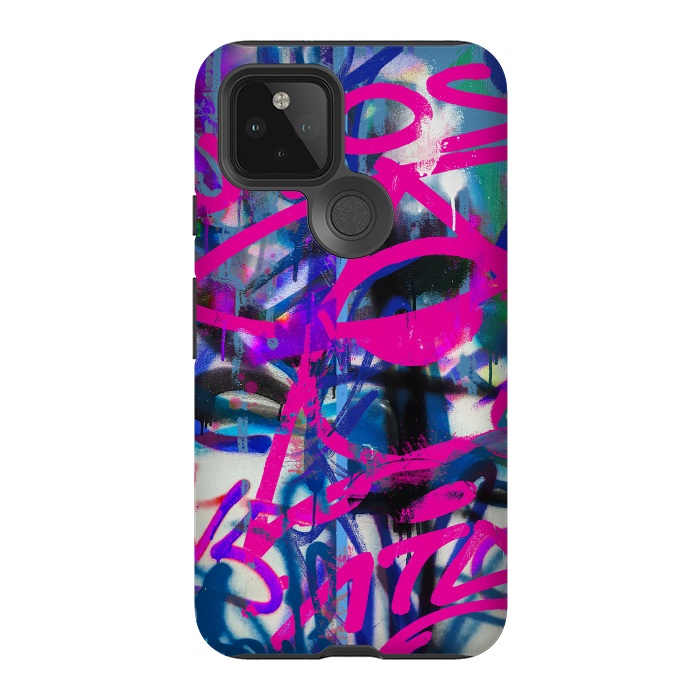 Pixel 5 StrongFit Grafitti Writing Pink Blue by Andrea Haase