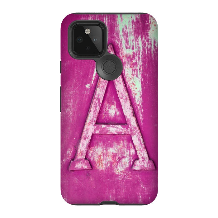 Pixel 5 StrongFit Grunge Style Pink Letter A by Andrea Haase