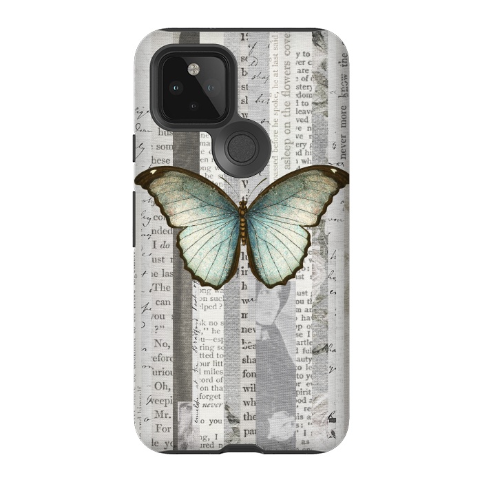 Pixel 5 StrongFit Vintage Butterfly Paper Collage by Andrea Haase