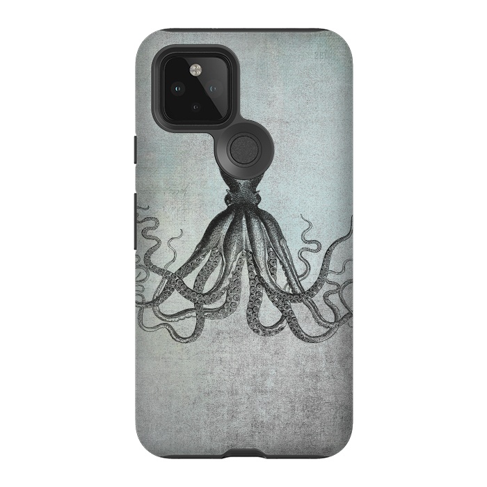 Pixel 5 StrongFit Octopus Vintage Art by Andrea Haase