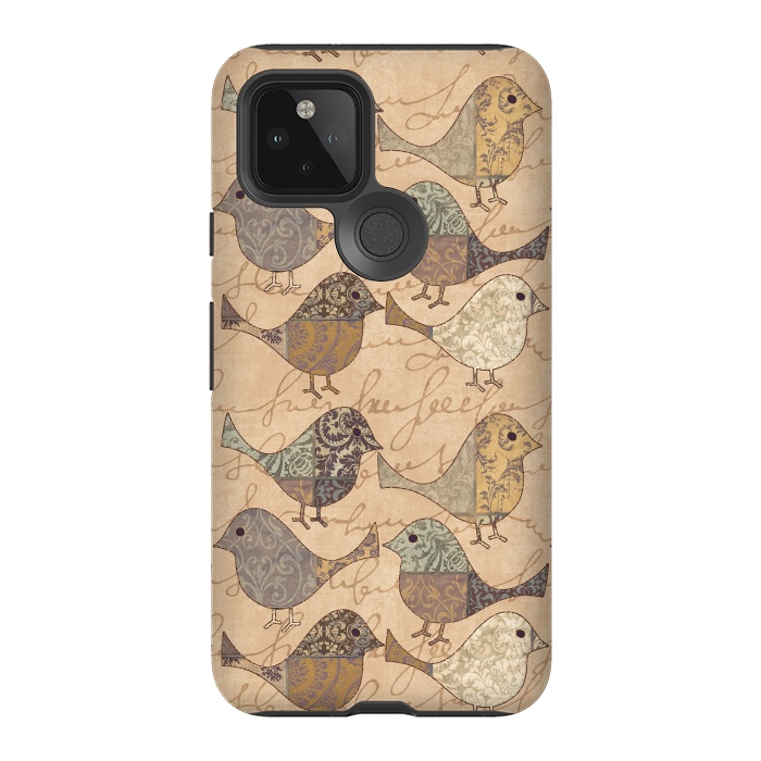 Pixel 5 StrongFit Patchwork Bird Pattern by Andrea Haase
