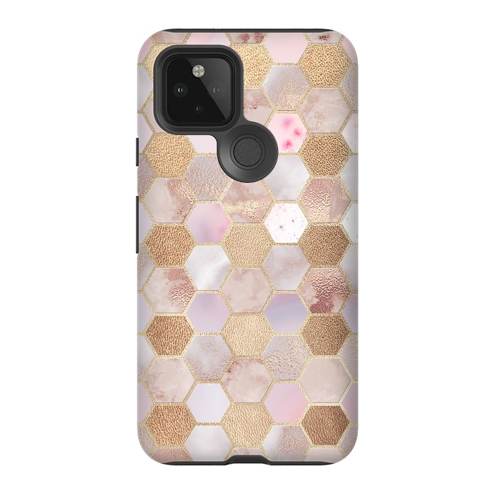 Pixel 5 StrongFit Rose Gold Copper Honeycomb Pattern by  Utart