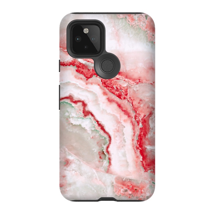 Pixel 5 StrongFit Coral Red Veined Agate by  Utart