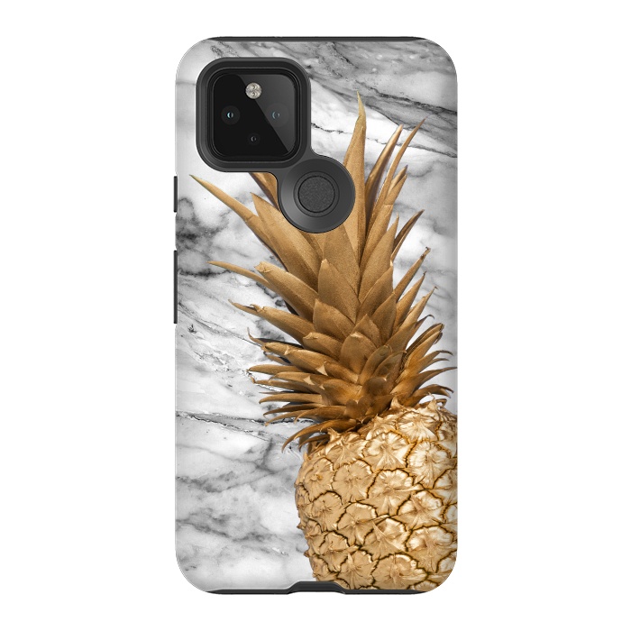Pixel 5 StrongFit Gold Pineapple on Marble by  Utart