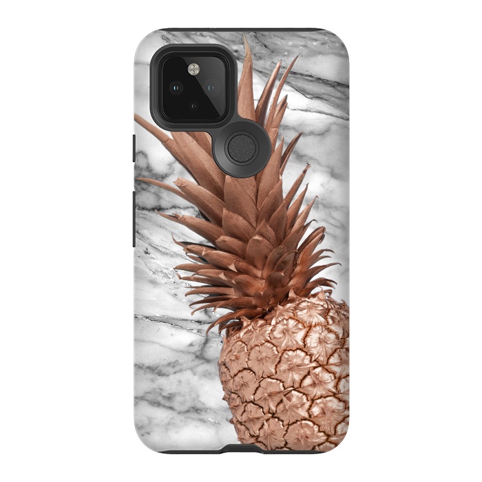 Pixel 5 StrongFit Rose Gold Pineapple on Marble by  Utart