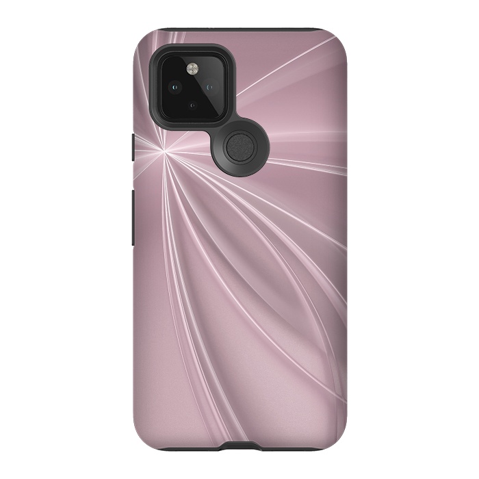 Pixel 5 StrongFit Fractal Light Rays Soft Pink by Andrea Haase