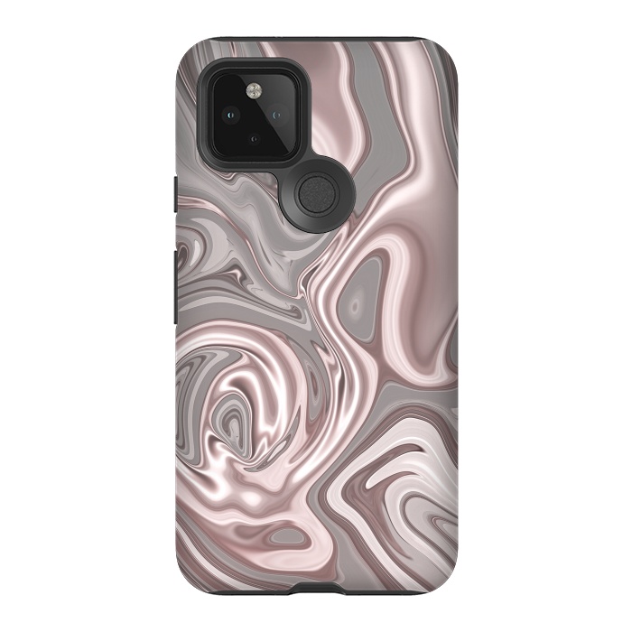 Pixel 5 StrongFit Rose Gold Gray Marbled Paint by Andrea Haase