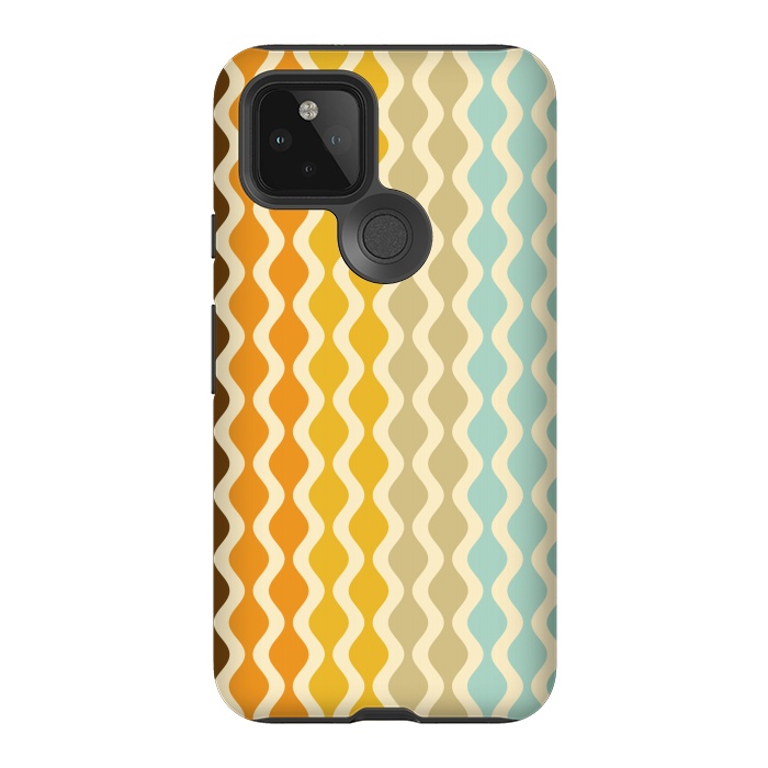 Pixel 5 StrongFit Falling Waves in Orange and Blue by Paula Ohreen