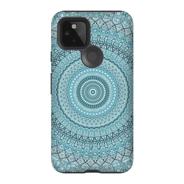 Pixel 5 StrongFit Teal Turquoise Mandala by Andrea Haase