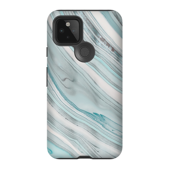 Pixel 5 StrongFit Teal Marble Elegance 2 by Andrea Haase