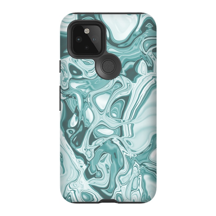 Pixel 5 StrongFit Faux Marble Teal Green 2 by Andrea Haase