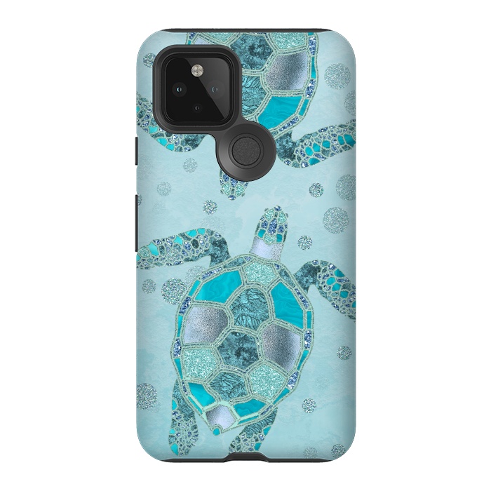 Pixel 5 StrongFit Turquoise Glamour Turtle 2 by Andrea Haase
