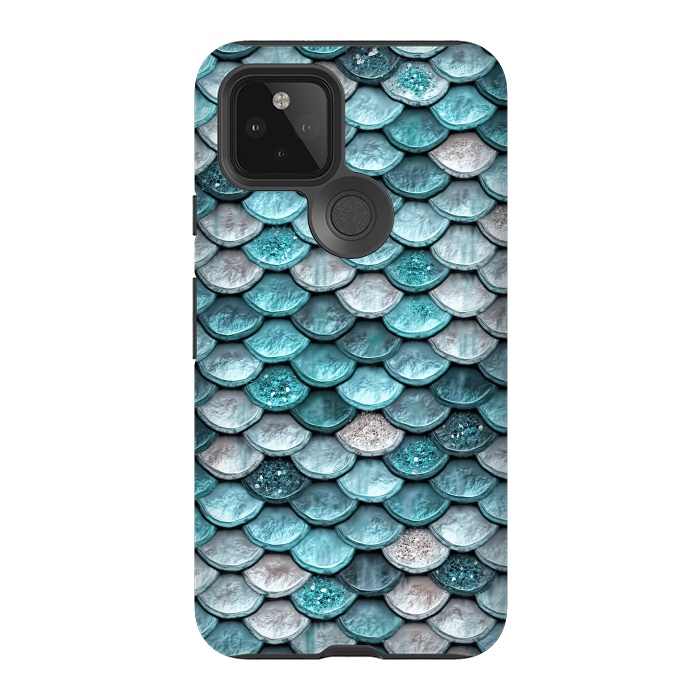 Pixel 5 StrongFit Silver and Blue Metal Glitter Mermaid Scales by  Utart