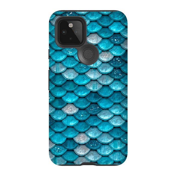 Pixel 5 StrongFit Blue Metal Mermaid Glitter Scales by  Utart