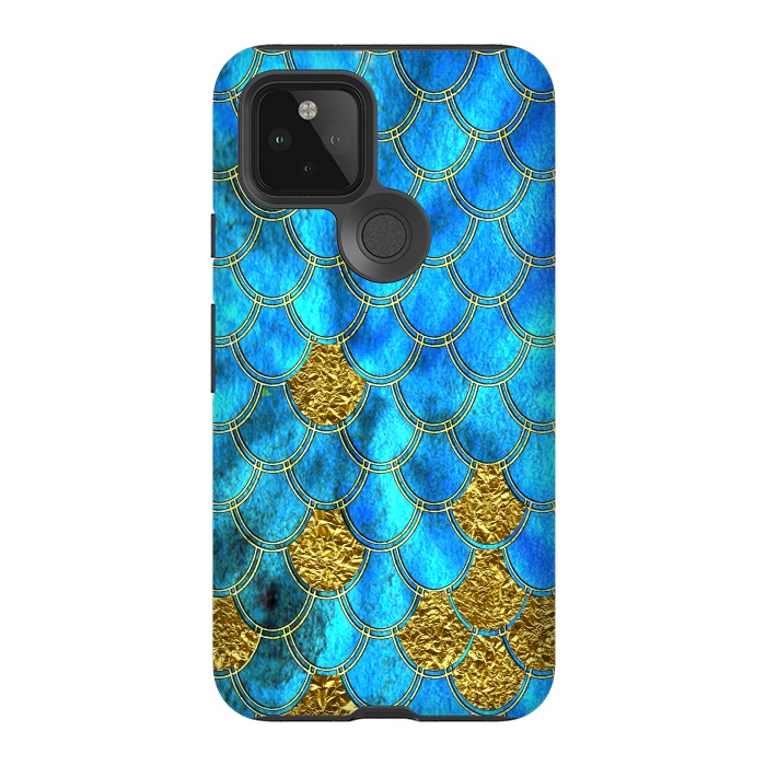 Pixel 5 StrongFit Blue and Gold Glitter Metal Mermaid Scales by  Utart