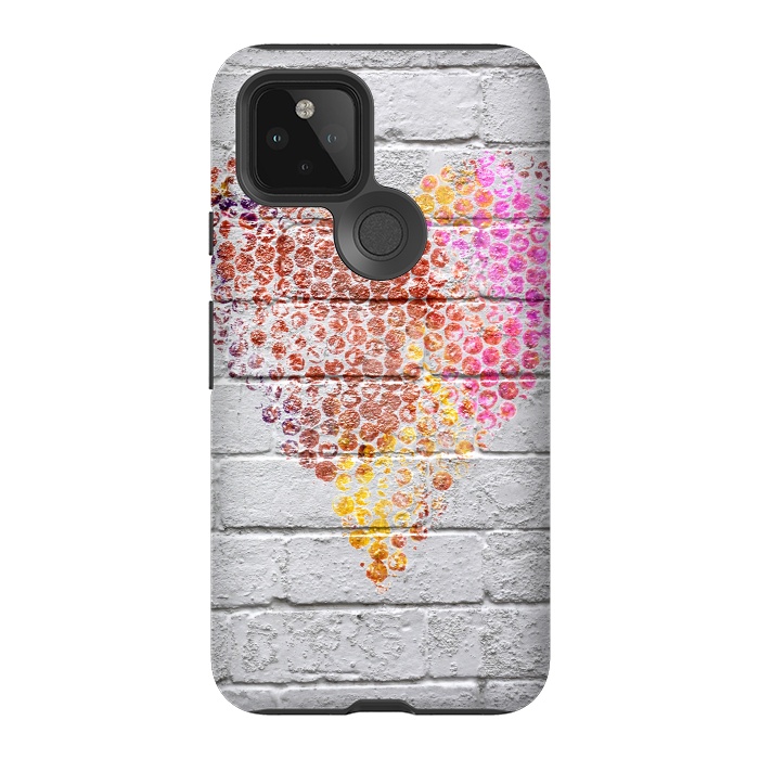 Pixel 5 StrongFit Spray Paint Heart On Brick Wall by Andrea Haase