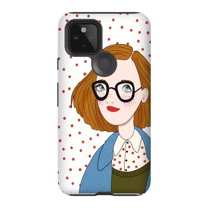 Pixel 5 StrongFit Trendy Fashion Girl with Red Polka Dots by DaDo ART