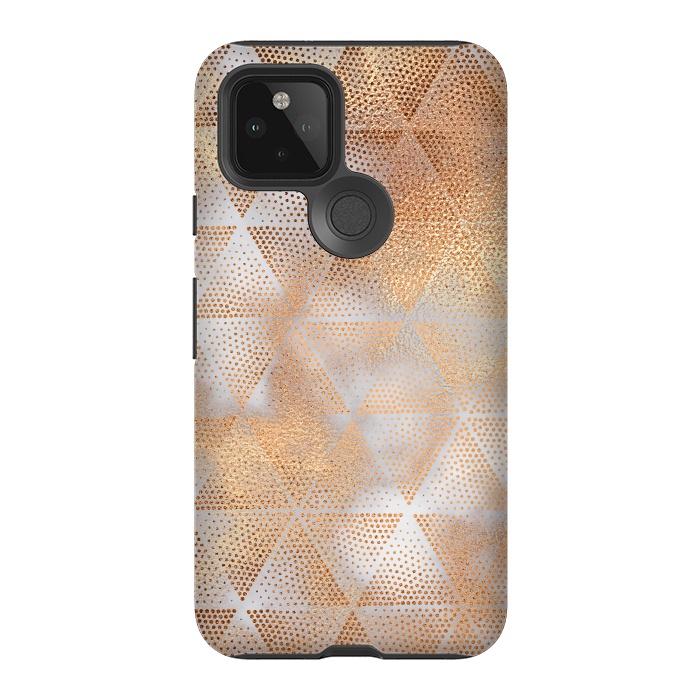 Pixel 5 StrongFit Rose Gold Marble Triangle Pattern by  Utart