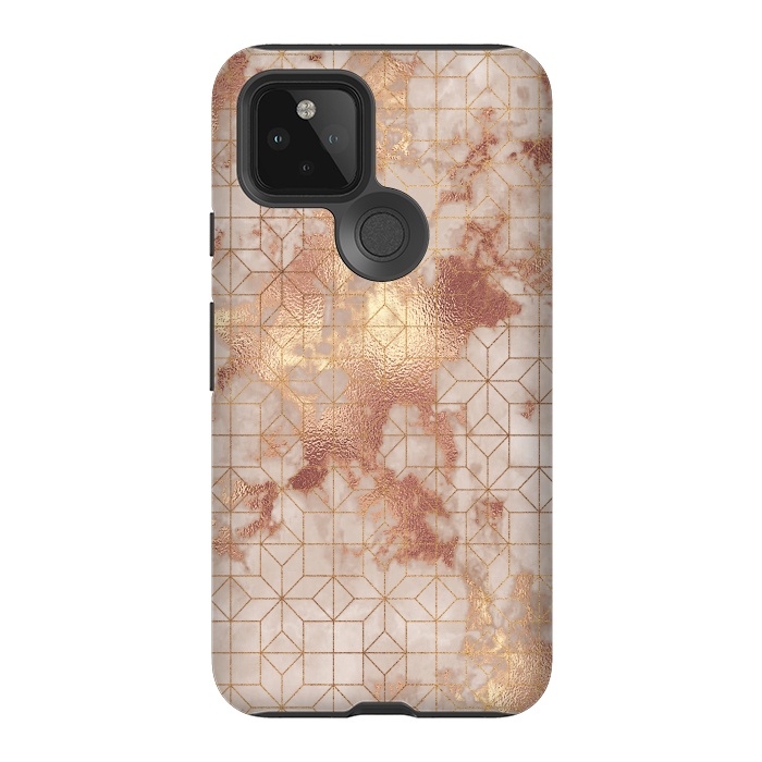 Pixel 5 StrongFit Simply Minimalistic  Rose Gold Shapes Marble Pattern by  Utart