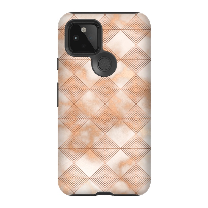 Pixel 5 StrongFit Abstract Minimalistic Rose Gold Marble Quadrangles  by  Utart