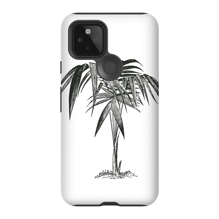 Pixel 5 StrongFit Black And White Vintage Palm Tree by Andrea Haase