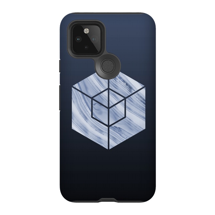 Pixel 5 StrongFit Marbled Hexagon In Shades Of Blue by Andrea Haase