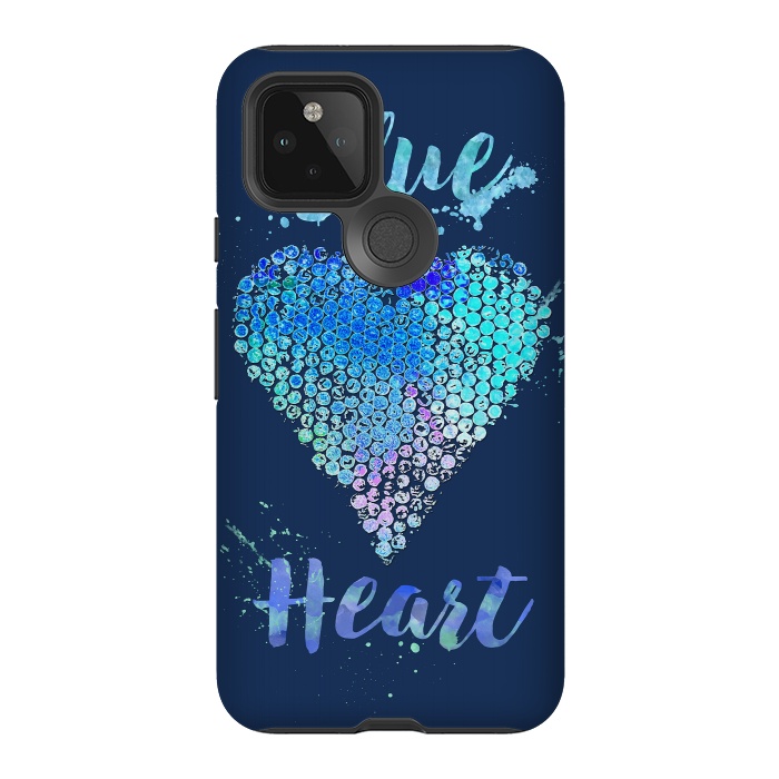 Pixel 5 StrongFit Blue Heart  by Andrea Haase