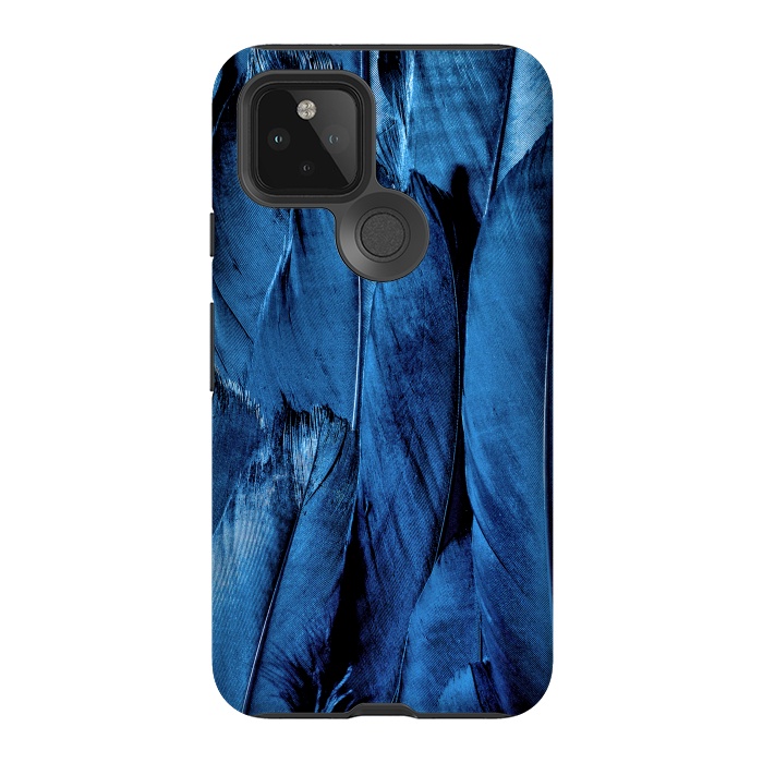 Pixel 5 StrongFit Dark Blue Feathers by Andrea Haase