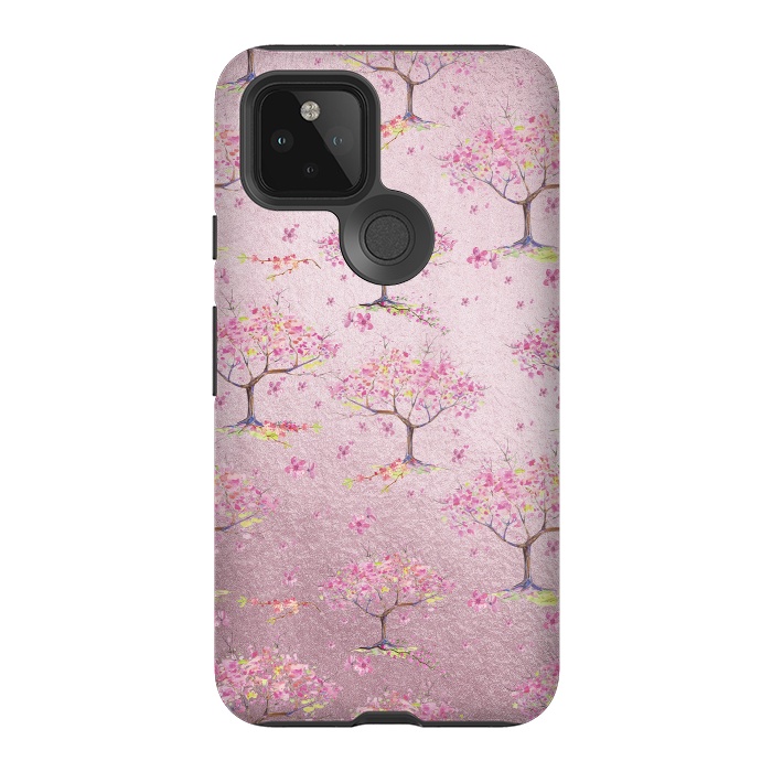 Pixel 5 StrongFit Pink Metal Cherry Blossom Trees Pattern by  Utart