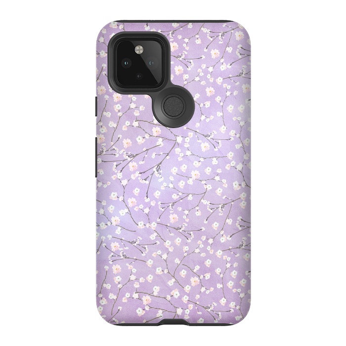 Pixel 5 StrongFit Purple Watercolor Spring Cherry Blossom Pattern by  Utart
