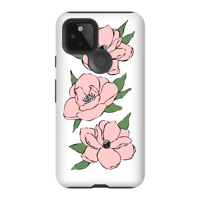 Pixel 5 StrongFit Big Pink Flowers by Martina