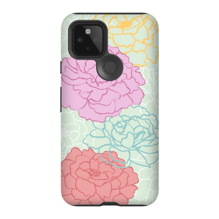 Pixel 5 StrongFit Pretty pastel peonies by Martina