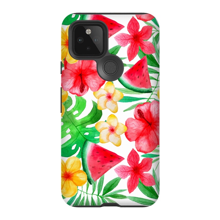 Pixel 5 StrongFit Aloha Tropical Hibiscus and Melon Pattern by  Utart