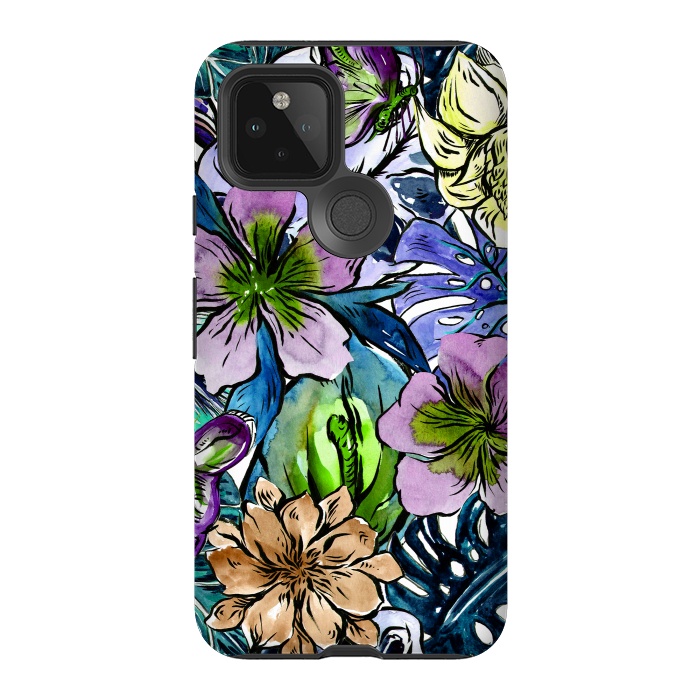 Pixel 5 StrongFit Purple Aloha Hibiscus Tropical Flower Pattern by  Utart
