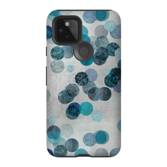 Pixel 5 StrongFit Fancy Faux Glitter Dots In Teal And Turquoise by Andrea Haase