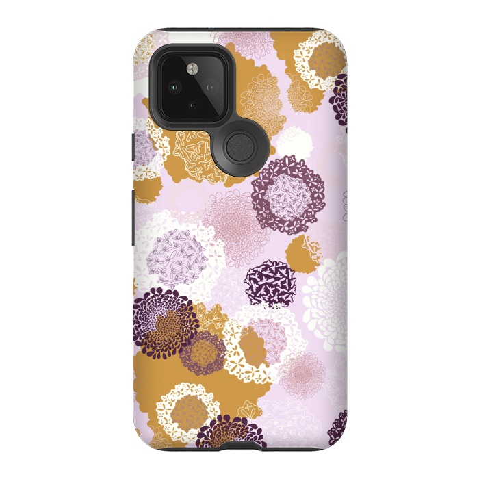 Pixel 5 StrongFit Doily Flowers on Pink by Paula Ohreen