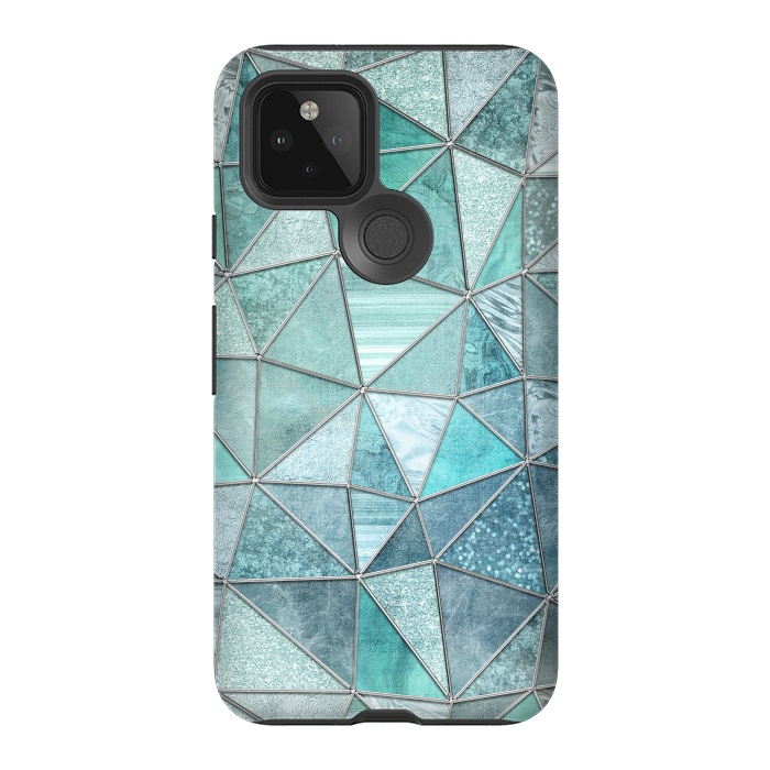 Pixel 5 StrongFit Stained Glass Glamour Teal And Turquoise by Andrea Haase
