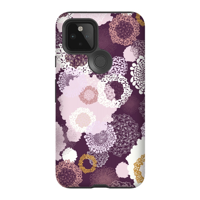 Pixel 5 StrongFit Doily Flowers on Purple by Paula Ohreen