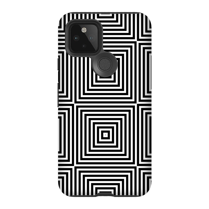 Pixel 5 StrongFit Optical Illusion Black And White Squares by Andrea Haase