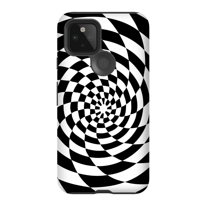 Pixel 5 StrongFit Checker Spiral Black And White by Andrea Haase